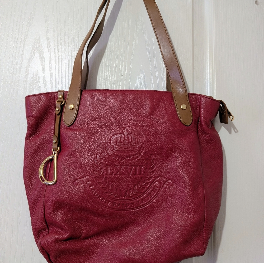 Lauren Ralph Lauren Red Leather Classic Premium Bag - Picture 9 of 11